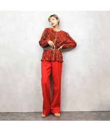 USED | Bright red aunty pleats tops-1014-3(Tシャツ/カットソー)