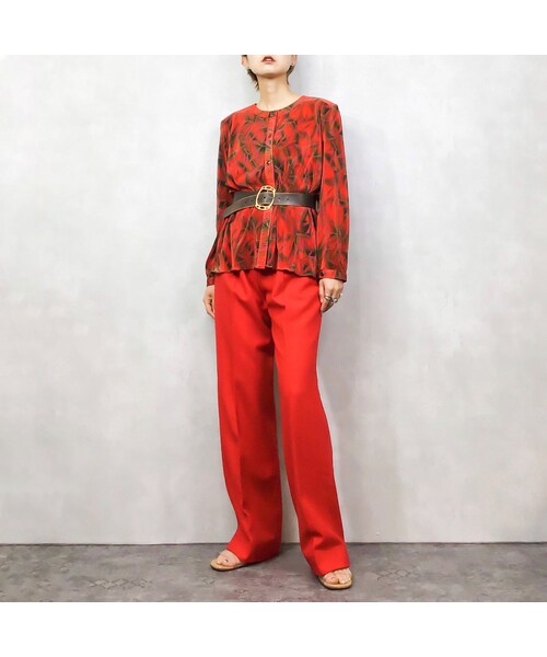 USED(ユーズド)の「Bright red aunty pleats tops-1014-3(Tシャツ/カットソー・レディース・その他)」の2枚目の写真