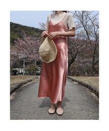 No.207、No.208サーキュラーワンピース no brand（ノーブランド）の「#207 サテンキャミワンピース⁄ ピンク