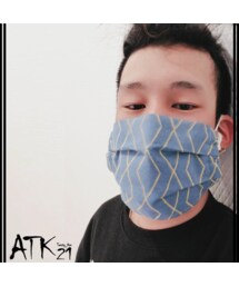 （2枚セット）プリーツタイプのハンドメイドマスク ひし形 和柄 手ぬぐい タオル 手作りマスク メンズ レディース 大人用マスク 花粉症 保湿 防寒：MSK200327