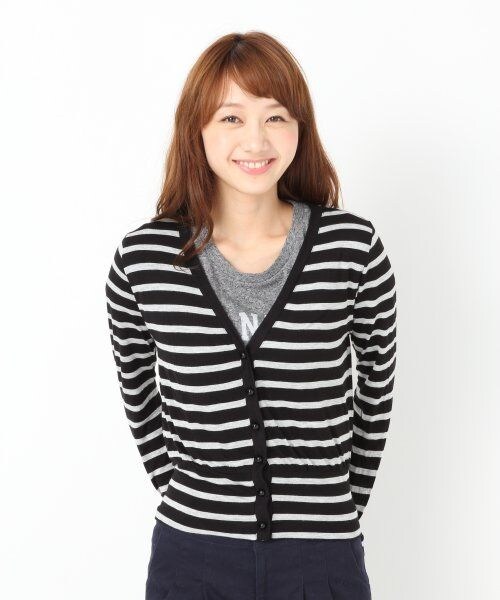 LOWRYS FARM（ローリーズファーム）の「レーヨンVカットカーデロングスリーブ（トップス・レディース・ブラック/グレー/チャコールグレー/レッド/ベージュ/ネイビー・Ｍ/Ｌ）」の9枚目の写真