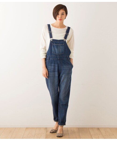 LE JUN（ルジュン）の「デニムサロペット（パンツ・レディース・ネイビー/ブルー系・S/M/L）」の3枚目の写真