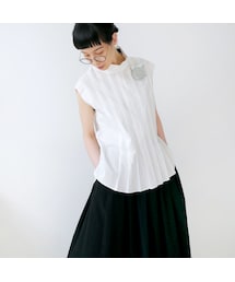 BLUE BLUE JAPAN | BLUE BLUE JAPAN｜ブルーブルージャパン｜バウンスブロード ハイネックスリーブ タックシャツ ｜700080007｜WHITE(シャツ/ブラウス)