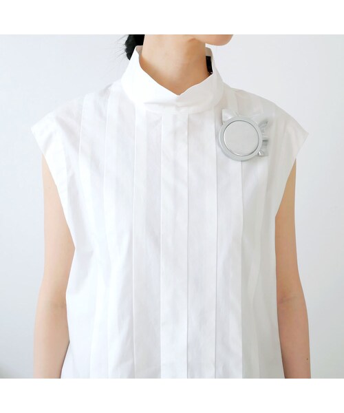 BLUE BLUE JAPAN（ブルーブルージャパン）の「BLUE BLUE JAPAN｜ブルーブルージャパン｜バウンスブロード ハイネックスリーブ タックシャツ ｜700080007｜WHITE（シャツ/ブラウス・レディース・その他）」の11枚目の写真