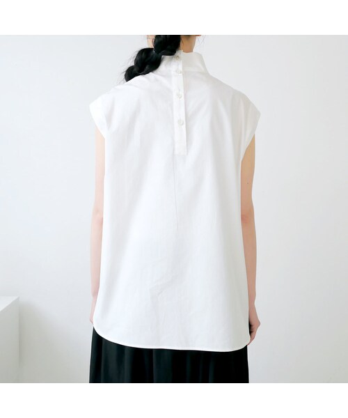 BLUE BLUE JAPAN（ブルーブルージャパン）の「BLUE BLUE JAPAN｜ブルーブルージャパン｜バウンスブロード ハイネックスリーブ タックシャツ ｜700080007｜WHITE（シャツ/ブラウス・レディース・その他）」の10枚目の写真