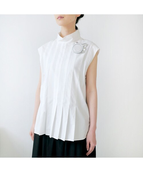 BLUE BLUE JAPAN（ブルーブルージャパン）の「BLUE BLUE JAPAN｜ブルーブルージャパン｜バウンスブロード ハイネックスリーブ タックシャツ ｜700080007｜WHITE（シャツ/ブラウス・レディース・その他）」の8枚目の写真