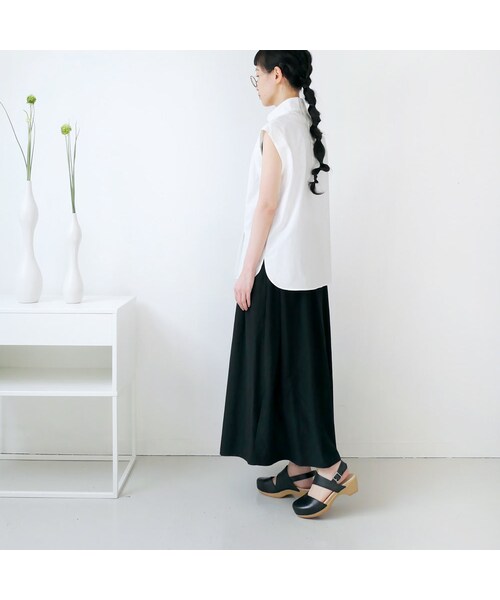 BLUE BLUE JAPAN（ブルーブルージャパン）の「BLUE BLUE JAPAN｜ブルーブルージャパン｜バウンスブロード ハイネックスリーブ タックシャツ ｜700080007｜WHITE（シャツ/ブラウス・レディース・その他）」の4枚目の写真