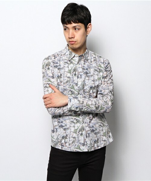 2 class.ics（トゥークラスドットイクス）の「柄シャツ（シャツ/ブラウス・メンズ・ホワイト/ネイビー・MEDIUM/LARGE）」の2枚目の写真