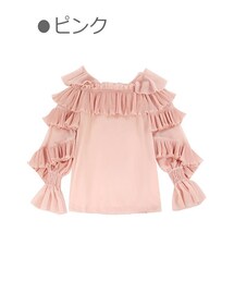 Bobon21 | レイヤードフリルオフショルチュニック-全２色-(シャツ/ブラウス)