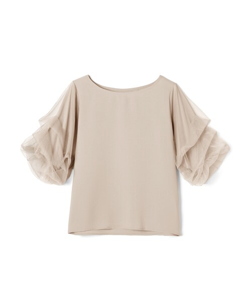 GRL（グレイル）の「袖チュール切替えトップス（シャツ/ブラウス・レディース・アイボリー/ベージュ・F）」の2枚目の写真