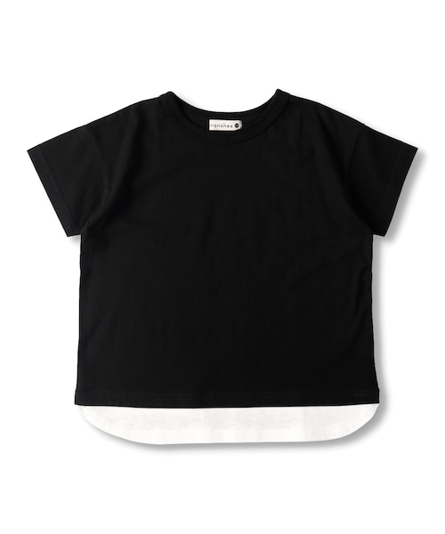 BRANSHES（ブランシェス）の「重ね着風半袖Tシャツ（Tシャツ/カットソー・キッズ・1.ホワイト/2.ボーダー/3.ブラック/4.ベージュ/5.パープル/6.グリーン・90cm～150cm）」の2枚目の写真