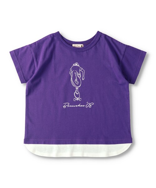 BRANSHES（ブランシェス）の「重ね着風半袖Tシャツ（Tシャツ/カットソー・キッズ・1.ホワイト/2.ボーダー/3.ブラック/4.ベージュ/5.パープル/6.グリーン・90cm～150cm）」の5枚目の写真