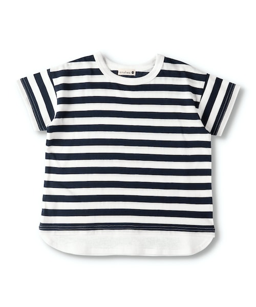 BRANSHES（ブランシェス）の「重ね着風半袖Tシャツ（Tシャツ/カットソー・キッズ・1.ホワイト/2.ボーダー/3.ブラック/4.ベージュ/5.パープル/6.グリーン・90cm～150cm）」の6枚目の写真