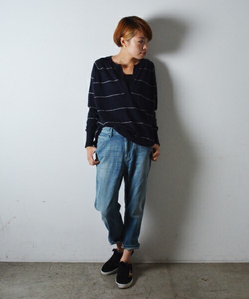 Johnbull Private labo（ジョンブルプライベートラボ）の「3/4ワークジーンズ（デニムパンツ・レディース・ブルー・X-SMALL/SMALL/MEDIUM/LARGE）」の4枚目の写真