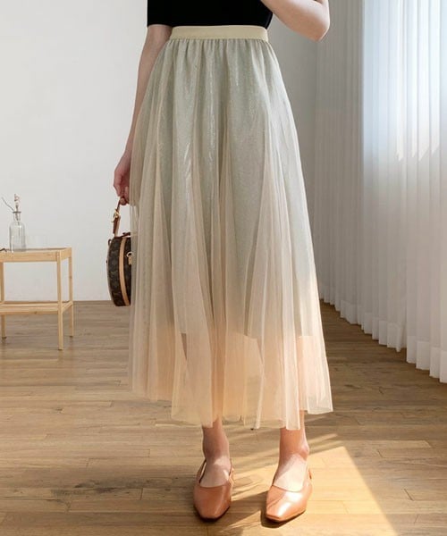 DHOLIC(ディーホリック)の「グリッターチュールスカート(スカート・レディース・ベージュ/ブルー/ブラック・FREE)」の1枚目の写真