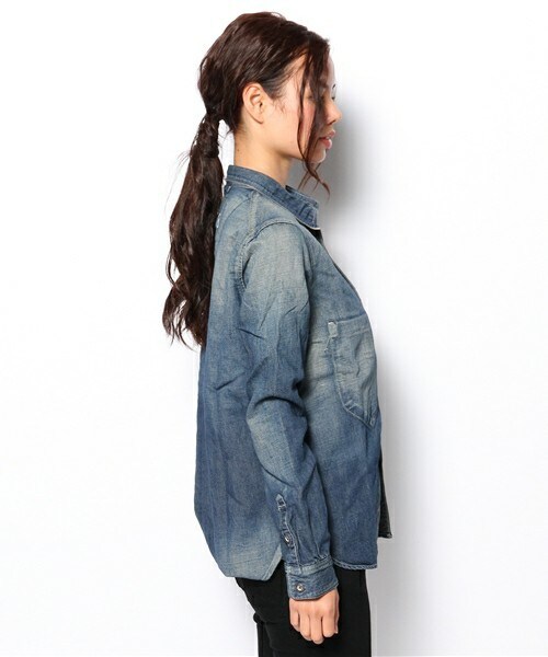 Johnbull Private labo（ジョンブルプライベートラボ）の「ルードワークシャツ（シャツ/ブラウス・レディース・インディゴブルー・SMALL/MEDIUM）」の3枚目の写真