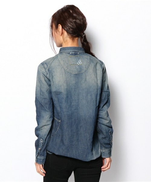 Johnbull Private labo（ジョンブルプライベートラボ）の「ルードワークシャツ（シャツ/ブラウス・レディース・インディゴブルー・SMALL/MEDIUM）」の4枚目の写真