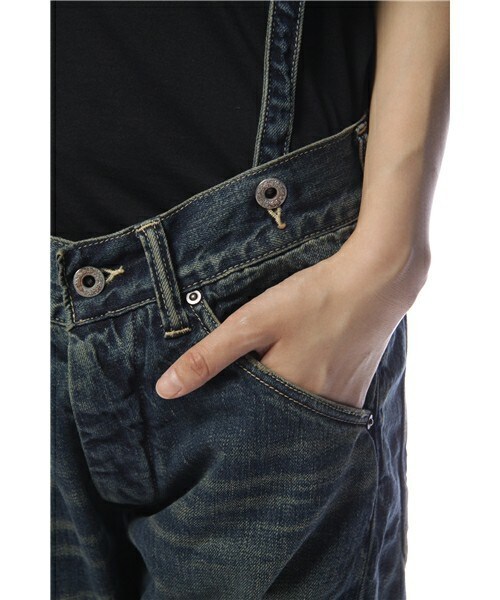 Johnbull Private labo（ジョンブルプライベートラボ）の「サスペンダーワークパンツ（デニムパンツ・レディース・インディゴブルー・X-SMALL/SMALL/MEDIUM）」の7枚目の写真