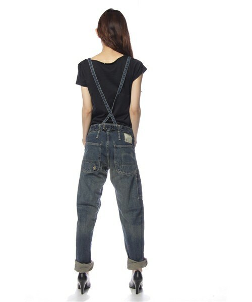 Johnbull Private labo（ジョンブルプライベートラボ）の「サスペンダーワークパンツ（デニムパンツ・レディース・インディゴブルー・X-SMALL/SMALL/MEDIUM）」の5枚目の写真
