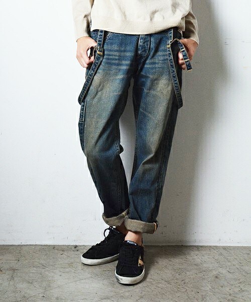 Johnbull Private labo（ジョンブルプライベートラボ）の「サスペンダーワークパンツ（デニムパンツ・レディース・インディゴブルー・X-SMALL/SMALL/MEDIUM）」の2枚目の写真