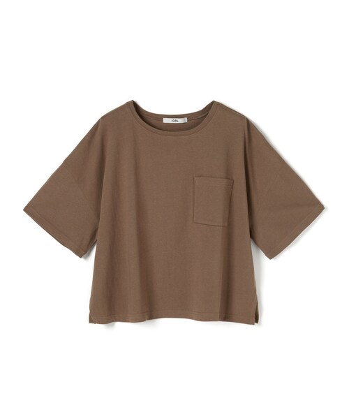 GRL（グレイル）の「胸ポケット付きサイドスリットコットンＴシャツ（Tシャツ/カットソー・レディース・ブルー/ラベンダー/ブラック/ベージュ/チャコール/モカ・F）」の4枚目の写真