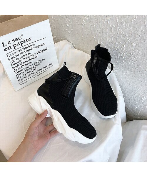 no brand（ノーブランド）の「ソックススニーカー ブーツ 厚底 韓国