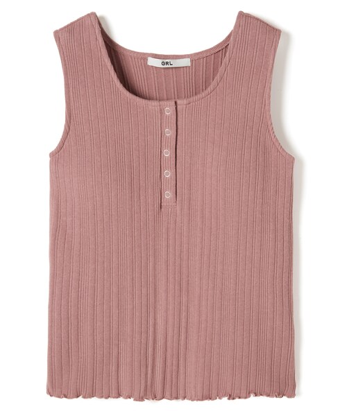 GRL（グレイル）の「パット入りヘンリーネックリブタンクトップ（タンクトップ・レディース・アイボリー/ピンク/ブラック/モカ・M）」の4枚目の写真