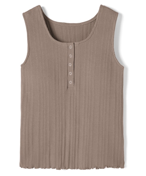 GRL（グレイル）の「パット入りヘンリーネックリブタンクトップ（タンクトップ・レディース・アイボリー/ピンク/ブラック/モカ・M）」の3枚目の写真