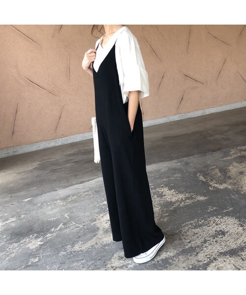 copine（コピン）の「8月18日再々荷！大人気シリーズ！レーヨン×麻！ゆったりシンプルサロペット(2color)【クリックポスト対象商品】（サロペット/オーバーオール・レディース・その他）」の5枚目の写真