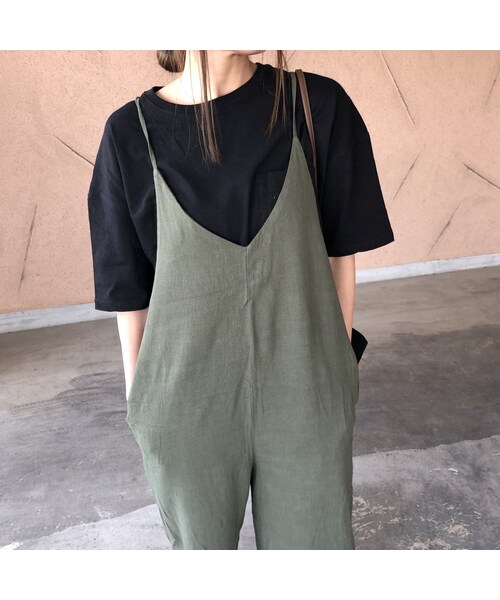 copine（コピン）の「8月18日再々荷！大人気シリーズ！レーヨン×麻！ゆったりシンプルサロペット(2color)【クリックポスト対象商品】（サロペット/オーバーオール・レディース・その他）」の12枚目の写真