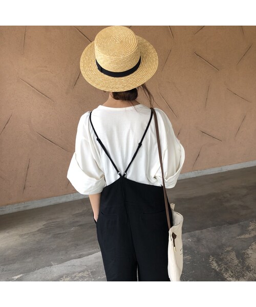 copine（コピン）の「8月18日再々荷！大人気シリーズ！レーヨン×麻！ゆったりシンプルサロペット(2color)【クリックポスト対象商品】（サロペット/オーバーオール・レディース・その他）」の7枚目の写真