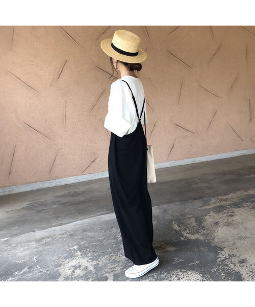 copine（コピン）の「8月18日再々荷！大人気シリーズ！レーヨン×麻！ゆったりシンプルサロペット(2color)【クリックポスト対象商品】（サロペット/オーバーオール・レディース・その他）」の3枚目の写真