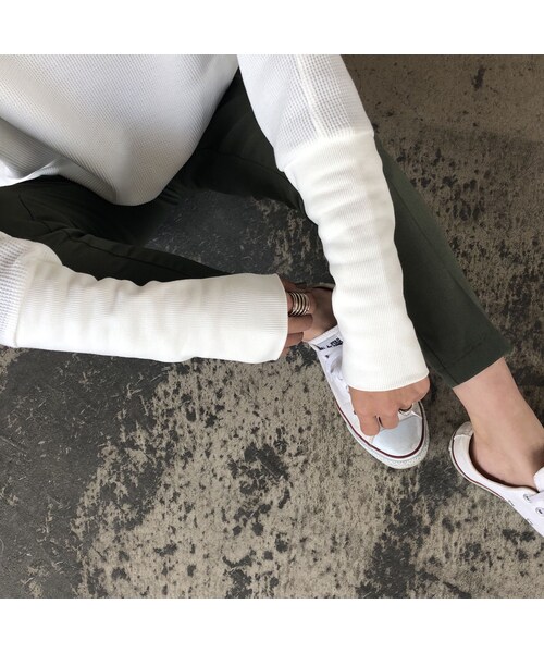 copine（コピン）の「再入荷！着回し力抜群！袖リブワッフルプルオーバー(2color)【クリックポスト対象商品】（Tシャツ/カットソー・レディース・その他）」の6枚目の写真