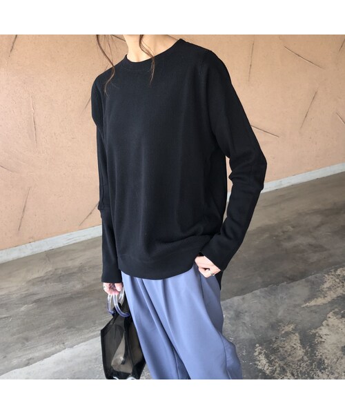 copine（コピン）の「再入荷！着回し力抜群！袖リブワッフルプルオーバー(2color)【クリックポスト対象商品】（Tシャツ/カットソー・レディース・その他）」の7枚目の写真