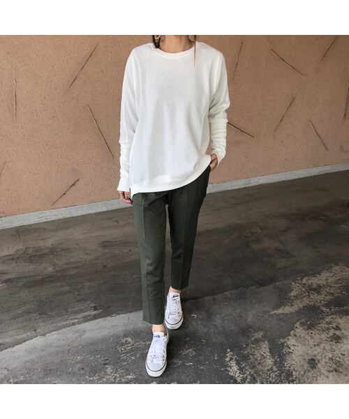 copine（コピン）の「再入荷！着回し力抜群！袖リブワッフルプルオーバー(2color)【クリックポスト対象商品】（Tシャツ/カットソー・レディース・その他）」の3枚目の写真