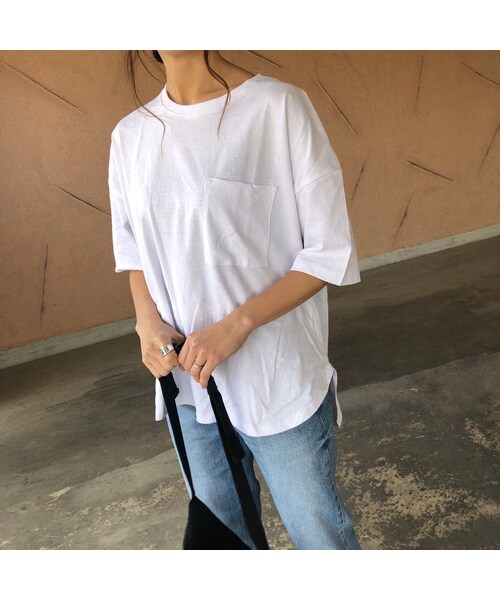 Copine コピン の 定価2750円 550円 訳ありoutlet 5分袖バックロング綿麻tシャツ クリックポスト対象商品 Tシャツ カットソー Wear