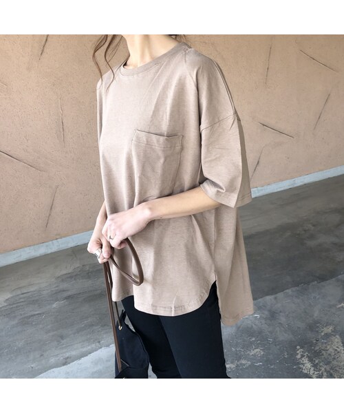 copine（コピン）の「5分袖バックロング綿麻Tシャツ(2color)【クリックポスト対象商品】（Tシャツ/カットソー・レディース・その他）」の12枚目の写真