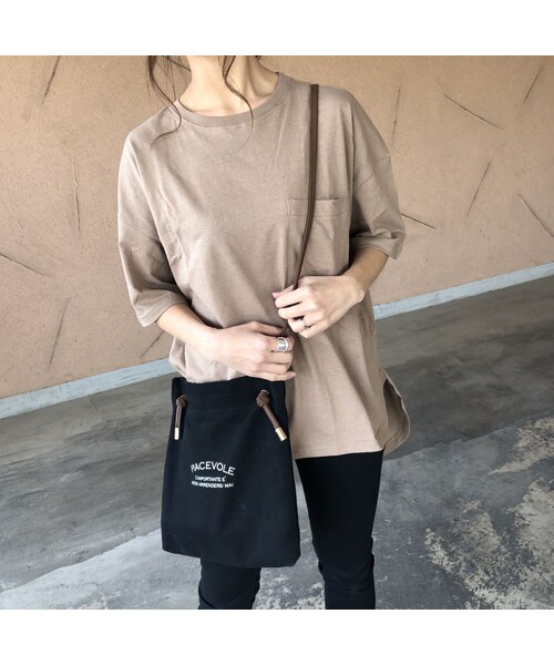 copine（コピン）の「5分袖バックロング綿麻Tシャツ(2color)【クリックポスト対象商品】（Tシャツ/カットソー・レディース・その他）」の11枚目の写真