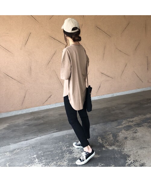 copine（コピン）の「5分袖バックロング綿麻Tシャツ(2color)【クリックポスト対象商品】（Tシャツ/カットソー・レディース・その他）」の9枚目の写真