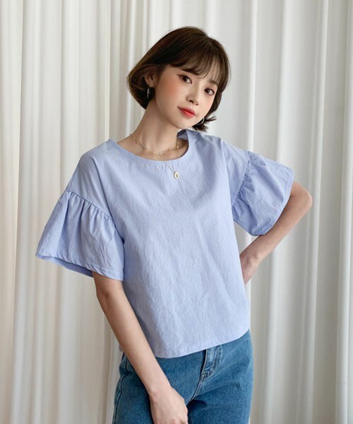 DHOLIC（ディーホリック）の「フレアスリーブブラウス（シャツ/ブラウス・レディース・イエロー/ブラック/ブルー/ホワイト・FREE）」の4枚目の写真