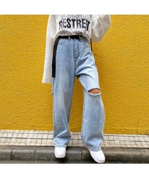 no brand | パッカーンデニムワイパン｢BELT｣ #6015(デニムパンツ)