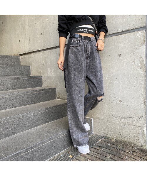 no brand（ノーブランド）の「パッカーンデニムワイパン｢BELT｣ #6015（デニムパンツ・レディース・その他）」の2枚目の写真