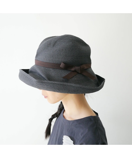 mature ha.（マチュア）の「mature ha. |  マチュアーハ  | BOXHAT 11cm brim | MBOXｰ101  | チャコール×ダークブラウン（ハット・レディース・その他）」の6枚目の写真