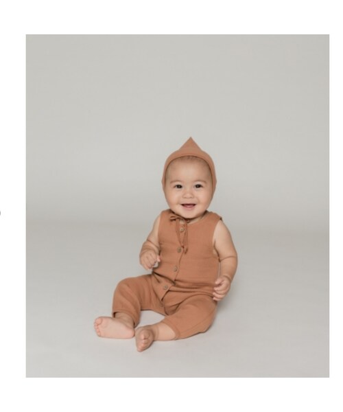 cache cache（カシュ カシュ）の「Quincy Mae　　Woven Snap Jumpsuit　（rust)（ロンパース・レディース・その他）」の2枚目の写真