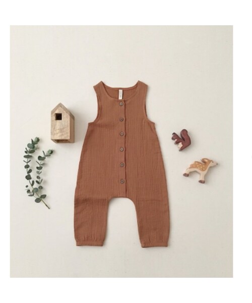 cache cache（カシュ カシュ）の「Quincy Mae　　Woven Snap Jumpsuit　（rust)（ロンパース・レディース・その他）」の4枚目の写真