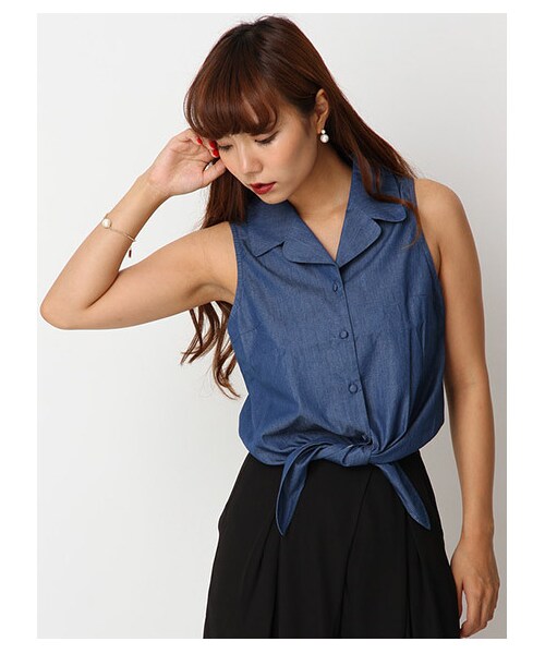 LIPSERVICE（リップサービス）の「クロップドシャツ（トップス・レディース・サックス/インディゴ/ブラック・FREE）」の10枚目の写真