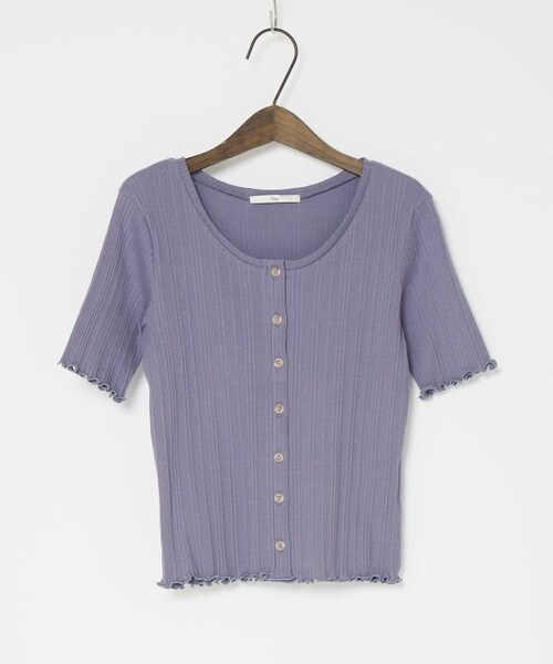 Crisp（クリスプ）の「フロントボタンリブTシャツ[c1ak2650]（Tシャツ/カットソー・レディース・パープル/アイボリー/ブラウン・FREE）」の6枚目の写真