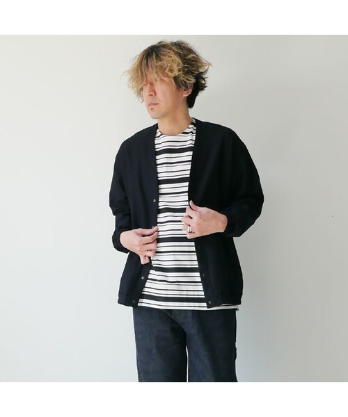 Curly(カーリー)の「CURLY | カーリー | BRIGHT CARDE Kersey|カーディガン| 201-34031SD|SIZE2 SIZE3|D NAVY(カーディガン/ボレロ・メンズ・その他)」の2枚目の写真