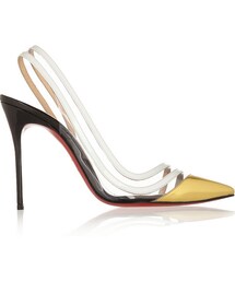 Christian Louboutin | Christian Louboutin Paralili 100 patent-leather and PVC slingback pumps(パンプス)