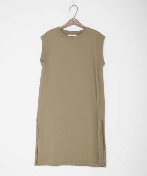 Crisp（クリスプ）の「スリーブレススリットTシャツ[c1s2654]（Tシャツ/カットソー・レディース・アイボリー/カーキ・FREE）」の4枚目の写真